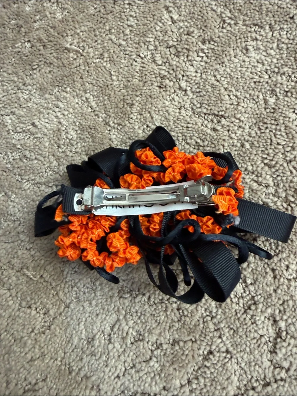 Kids Halloween Black and Orange Hair Bow